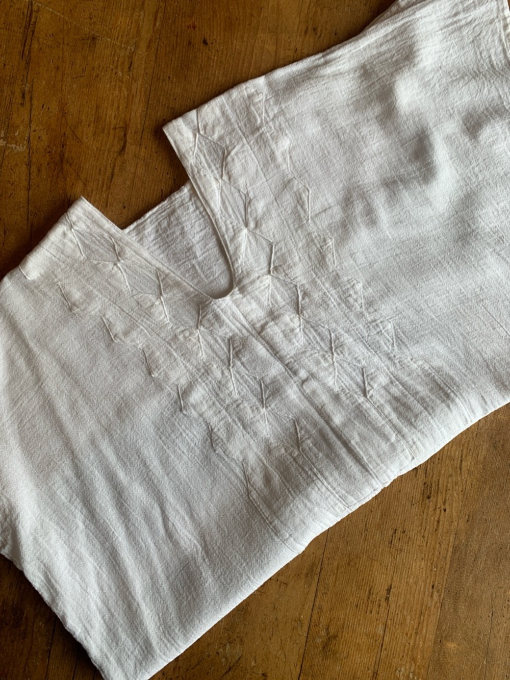 White Embroidered V-Neck Women's Blouse